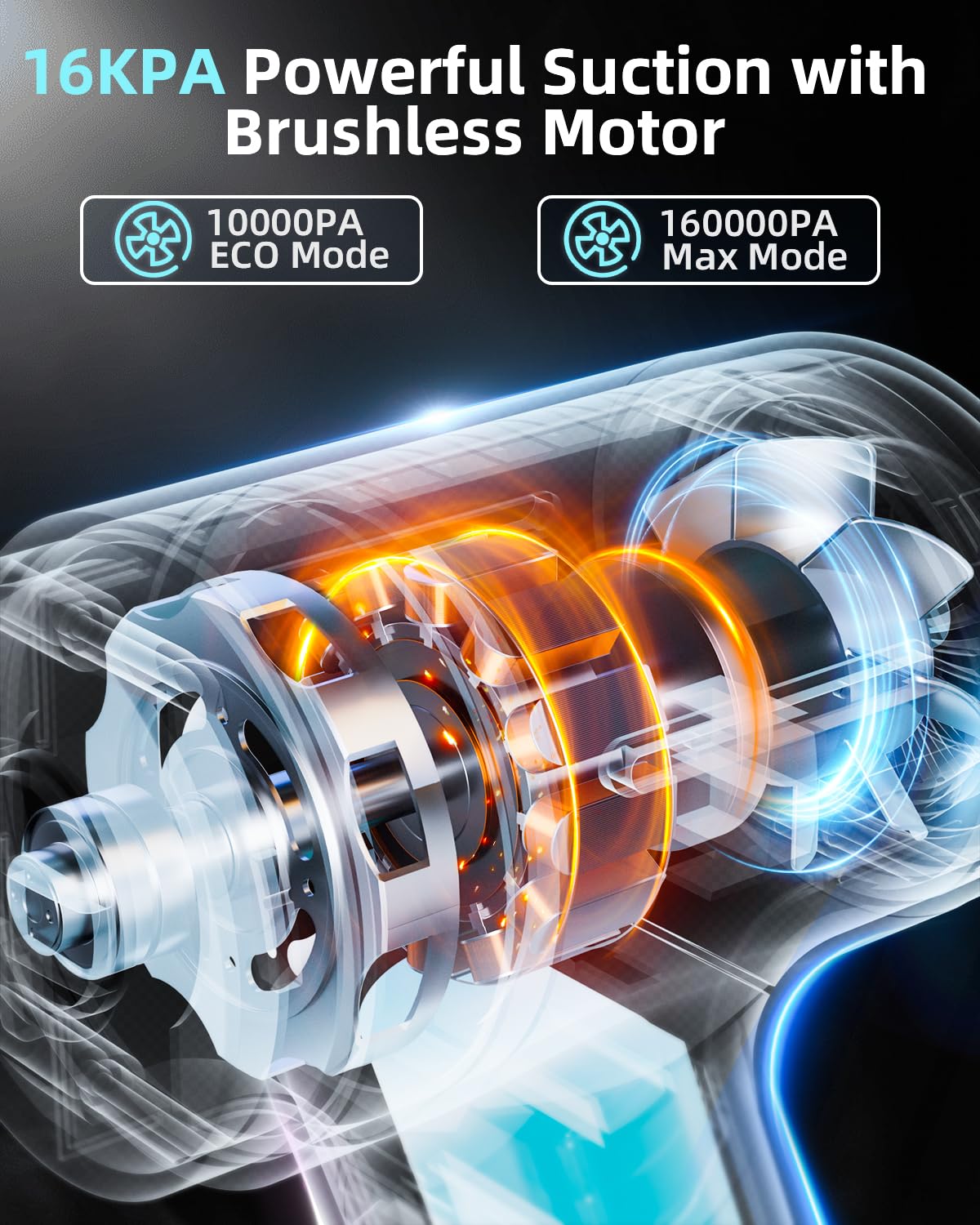 AX2V Car Vacuum Portable Cordless - 16000Pa Powerful Suction, 2 in 1 Handheld Vacuum and Air Duster with Cleaning Gel, Ideal for